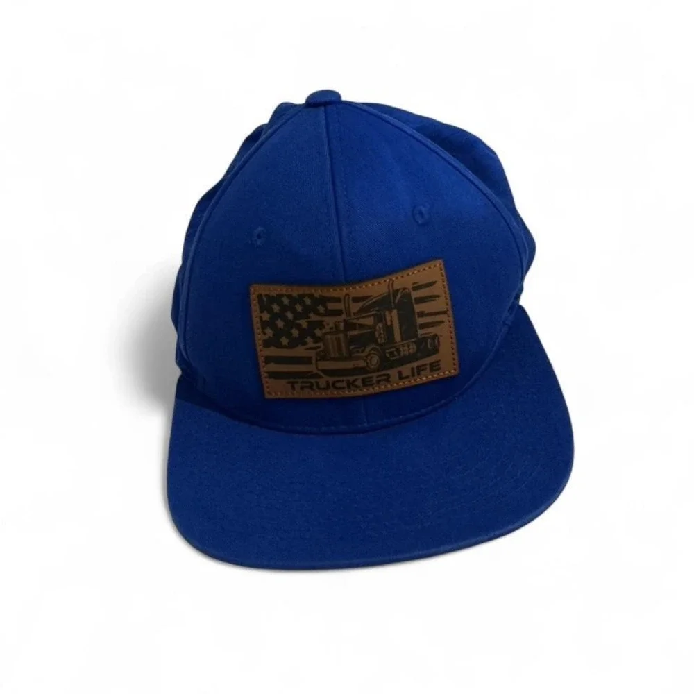 Grizzly Lids Trucker Life Hat Mens‎ OSFA Blue Excellent USA Patch Snapback Cap